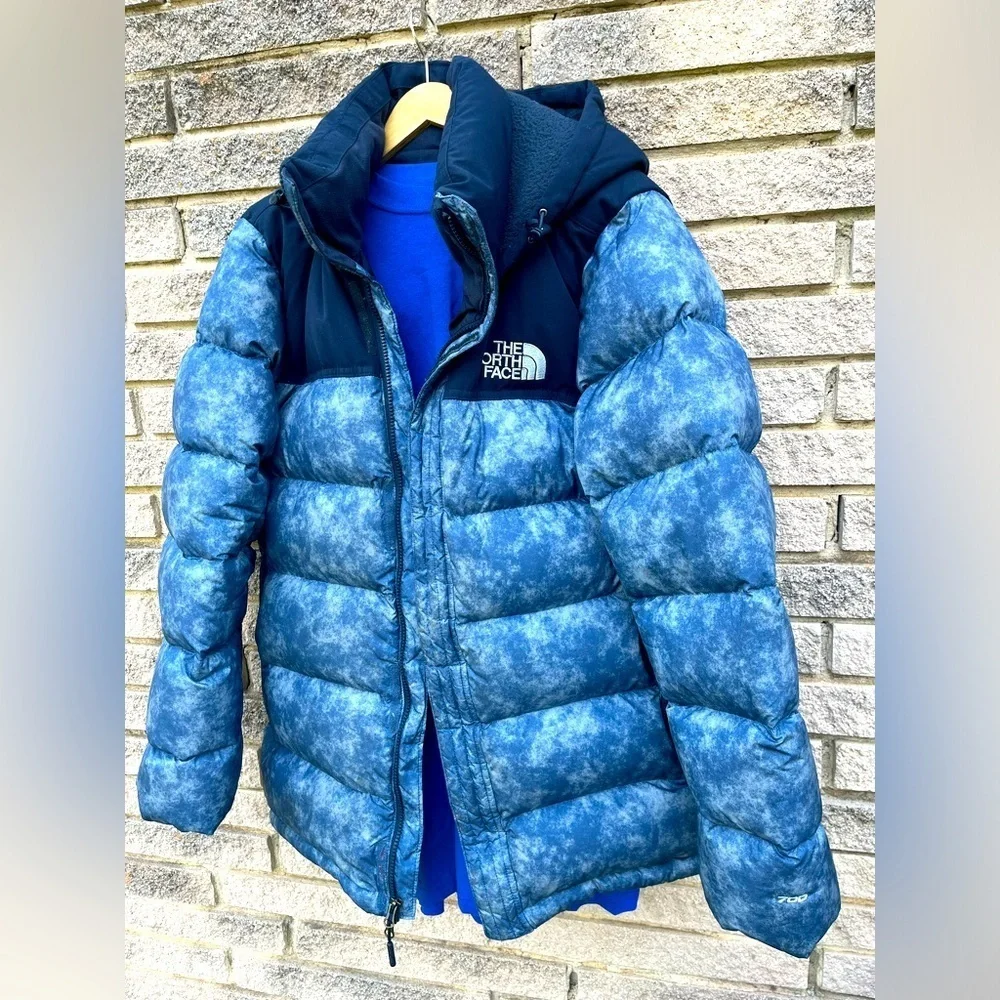 North Face Mens Medium Blue 96 Nuptse Puffer Jacket 700 coat